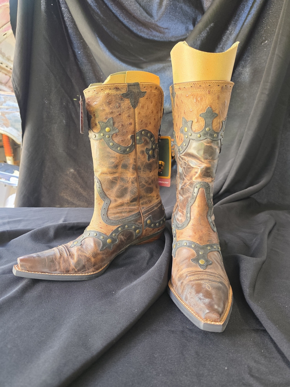 Ariat Two-Tone Brown Distressed Leather Western Heeled Boots
